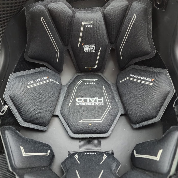 D3O Halo liner installed in a Tatou Armor helmet — interior view